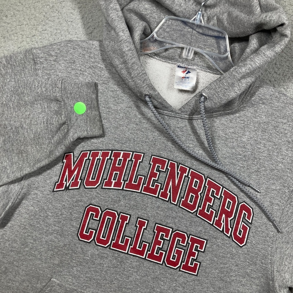 Muhlenberg College Mules Hoodie Adult Small Gray Pullover Sweatshirt STAINS